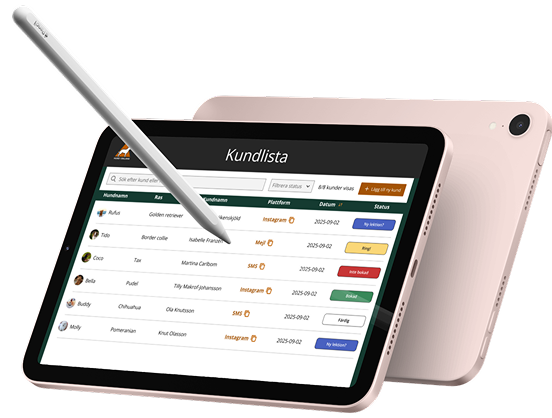 High fidelity Figma prototype of the client list shown on a tablet